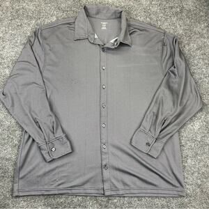𝅺haggar Men’s Long Sleeve Grey button down Shirt 2XL light weight performance